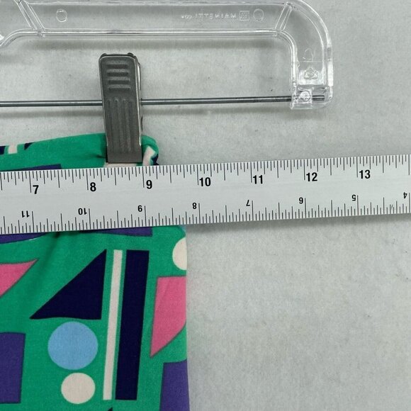 LuLaRoe Leggings Girls Sz L/XL Green Retro Geometric Shape Elastic Waist Stretch - Picture 3 of 12